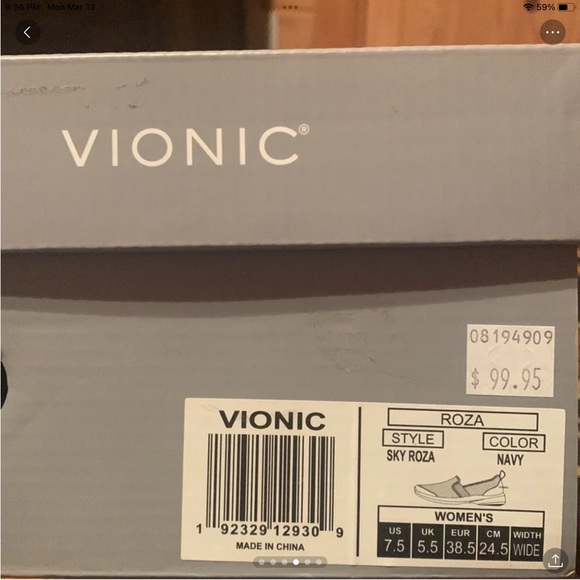 Vionic Sky Roza Navy Sneaker 7.5 Wide - Picture 4 of 6